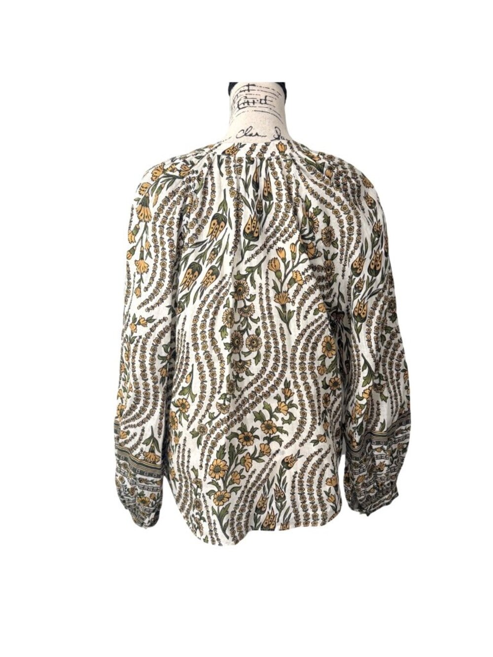 Veronica Beard Women Size 10 Ailani Floral Linen Top Button-Up Long Sleeve - Picture 3 of 8